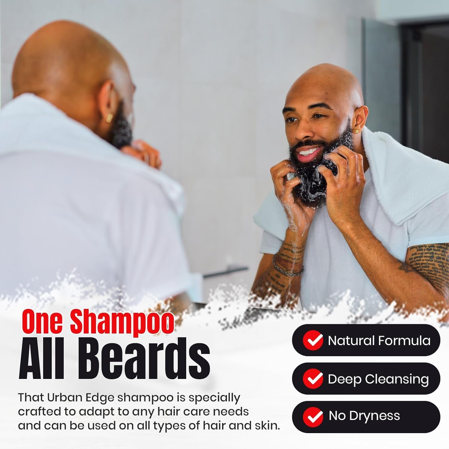 Man Washing Beard with Beard Shampoo