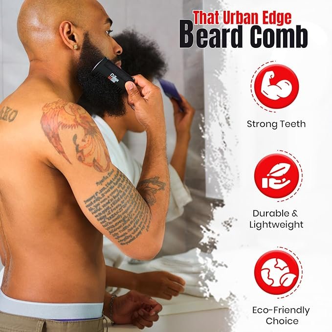 Man Using That Urban Edge Beard Comb