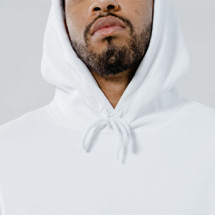 man with beard wearing white hoodie